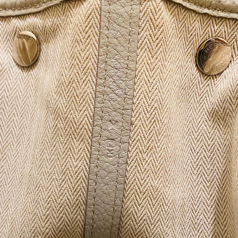 Hermes Light Gray/Cream Leather Tote - Picture 12 of 13